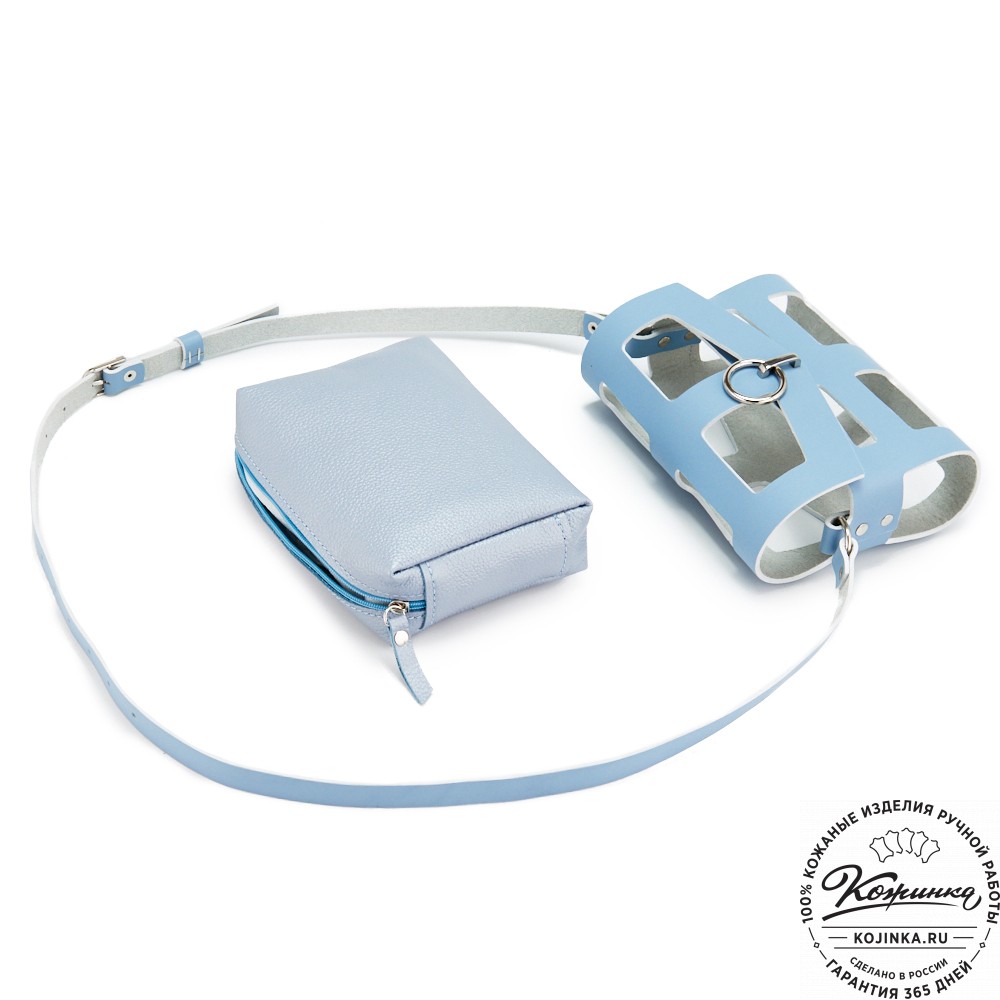 Женская кожаная сумка "Кортни" (голубая) 